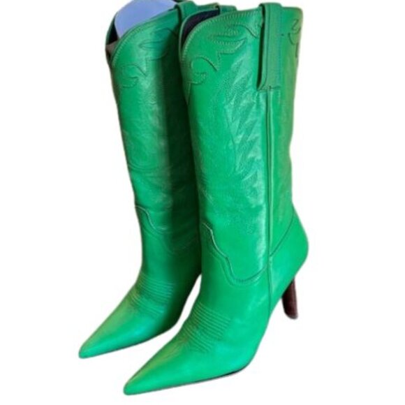 Charlie 1 Horse by Lucchese Rare Apple Green Leather Cowgirl Boots - Picture 2 of 11